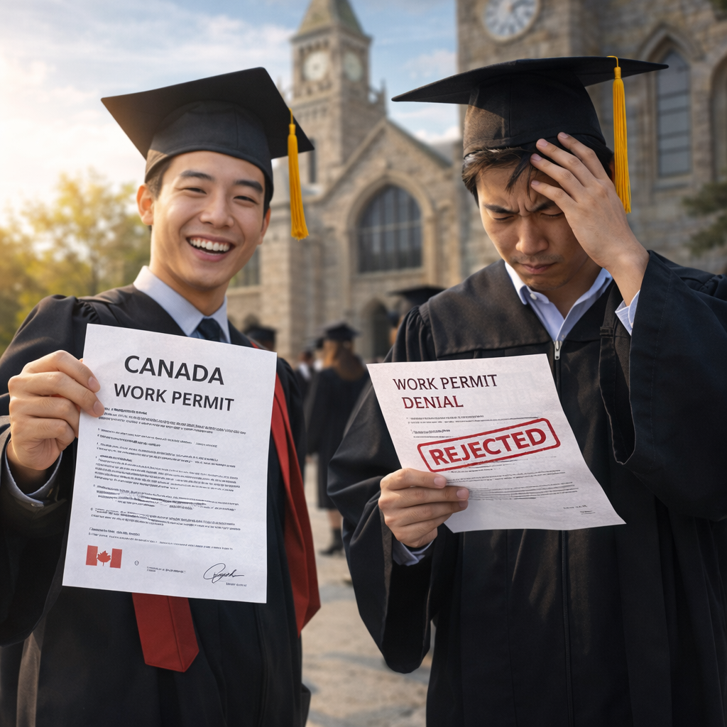 加拿大留学生毕业后是否获得工签导致去留不同的示意图